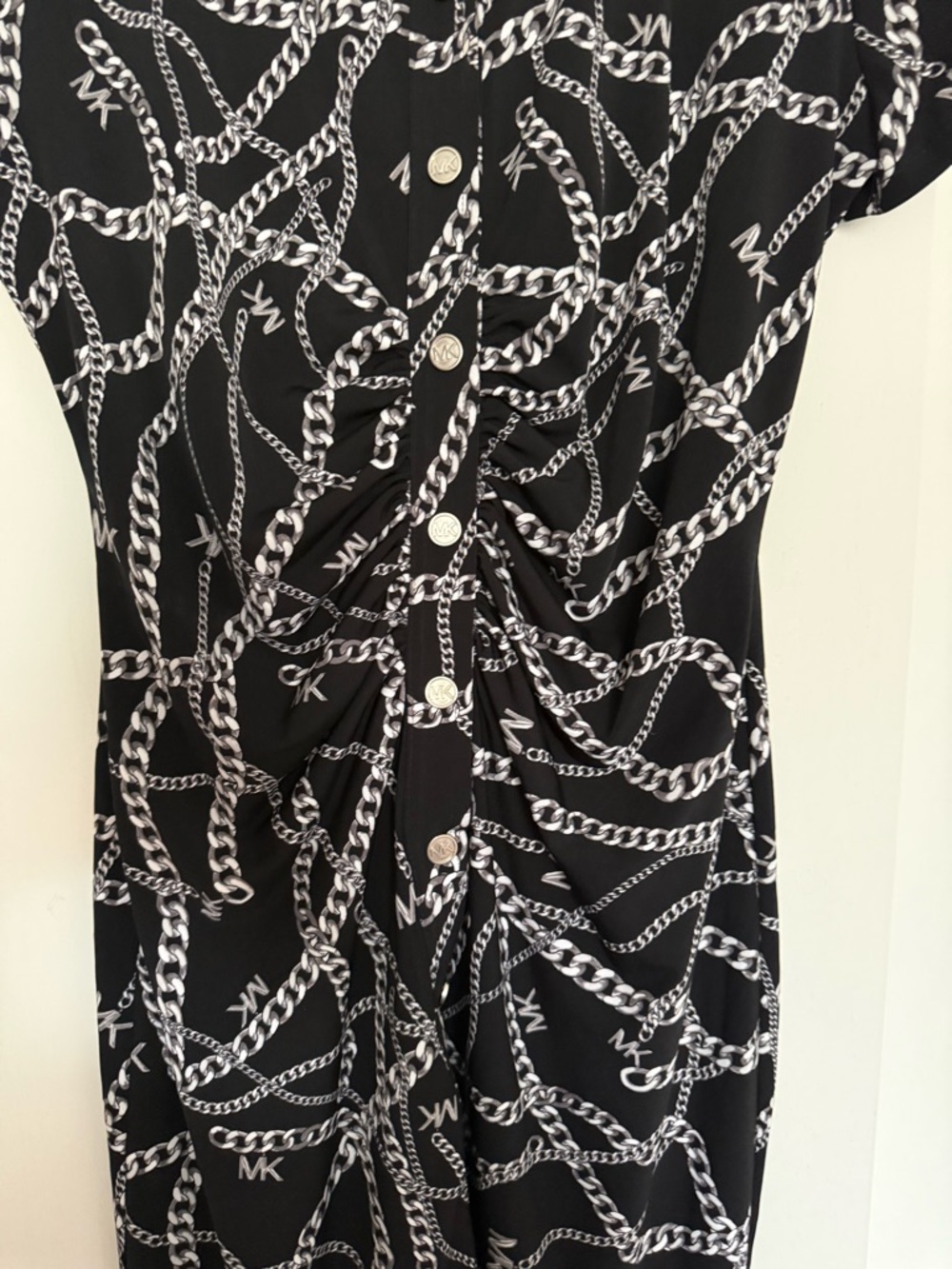 Michael Kors Black Dress with White Chain Print